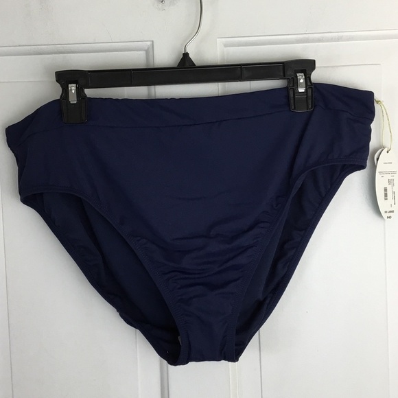Womens Size XXL Navy Blue High Rise Bikini Bottoms Medium Coverage NWT - Picture 1 of 4